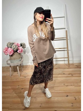 Sudadera Oversize Algodón LOVERS Taupe HEVE