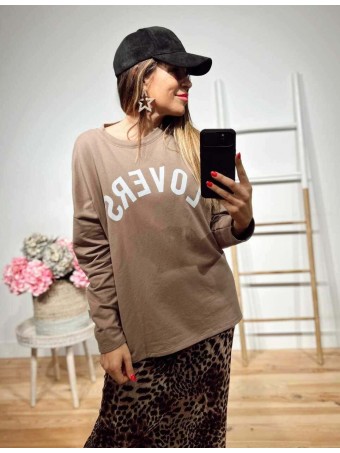 Sudadera Oversize Algodón LOVERS Taupe HEVE