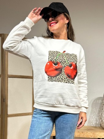 Sudadera Algodón PACHA PRINT Blanco HEVE