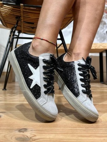 Deportiva Glitter Estrella SHAWLA Negro HEVE