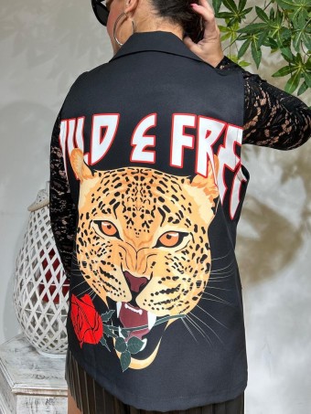 Chaleco Estampado WILD FREE Negro HEVE