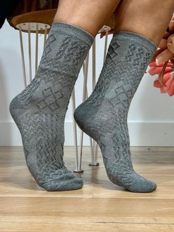 Calcetines Altos Relieve YGRAINE Gris HEVE