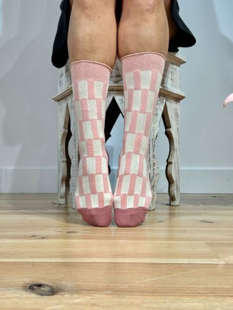 Calcetines Altos Checkerboard TWIZZLED Rosa HEVE