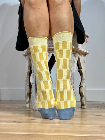 Calcetines Altos Checkerboard TWIZZLED Amarillo HEVE