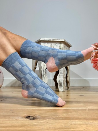 Calcetines Altos Checkerboard TWIZZLED Azul HEVE