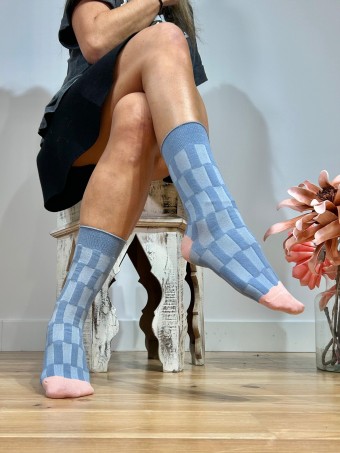 Calcetines Altos Checkerboard TWIZZLED Azul HEVE