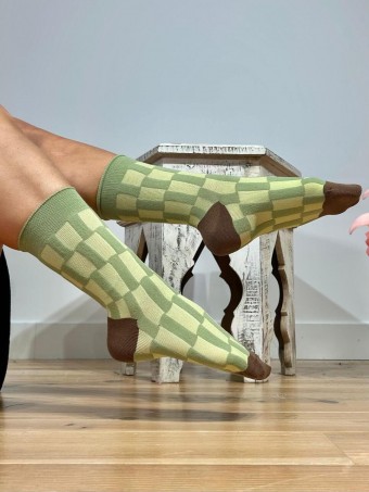 Calcetines Altos Checkerboard TWIZZLED Verde HEVE