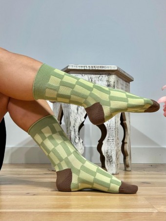 Calcetines Altos Checkerboard TWIZZLED Verde HEVE