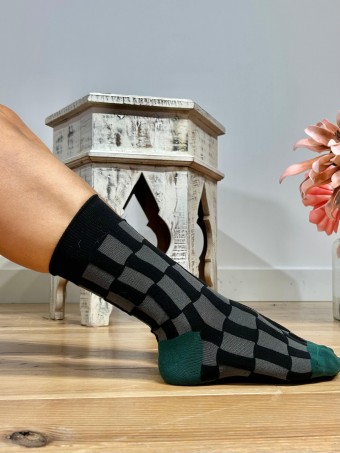 Calcetines Altos Checkerboard TWIZZLED Negro HEVE