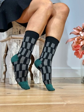 Calcetines Altos Checkerboard TWIZZLED Negro HEVE