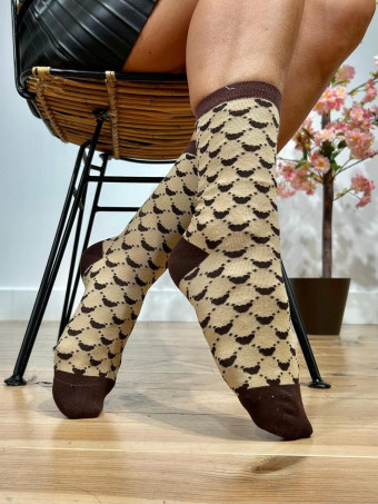 Calcetines Altos Corazones DOTHEART Camel HEVE