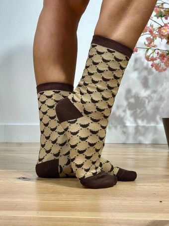 Calcetines Altos Corazones DOTHEART Camel HEVE