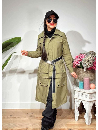 Trench Tachas Desmontable SINEWAY Verde Militar HEVE