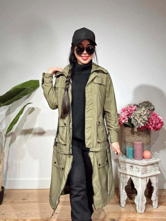 Trench Tachas Desmontable SINEWAY Verde Militar HEVE