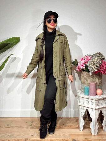 Trench Tachas Desmontable SINEWAY Verde Militar HEVE