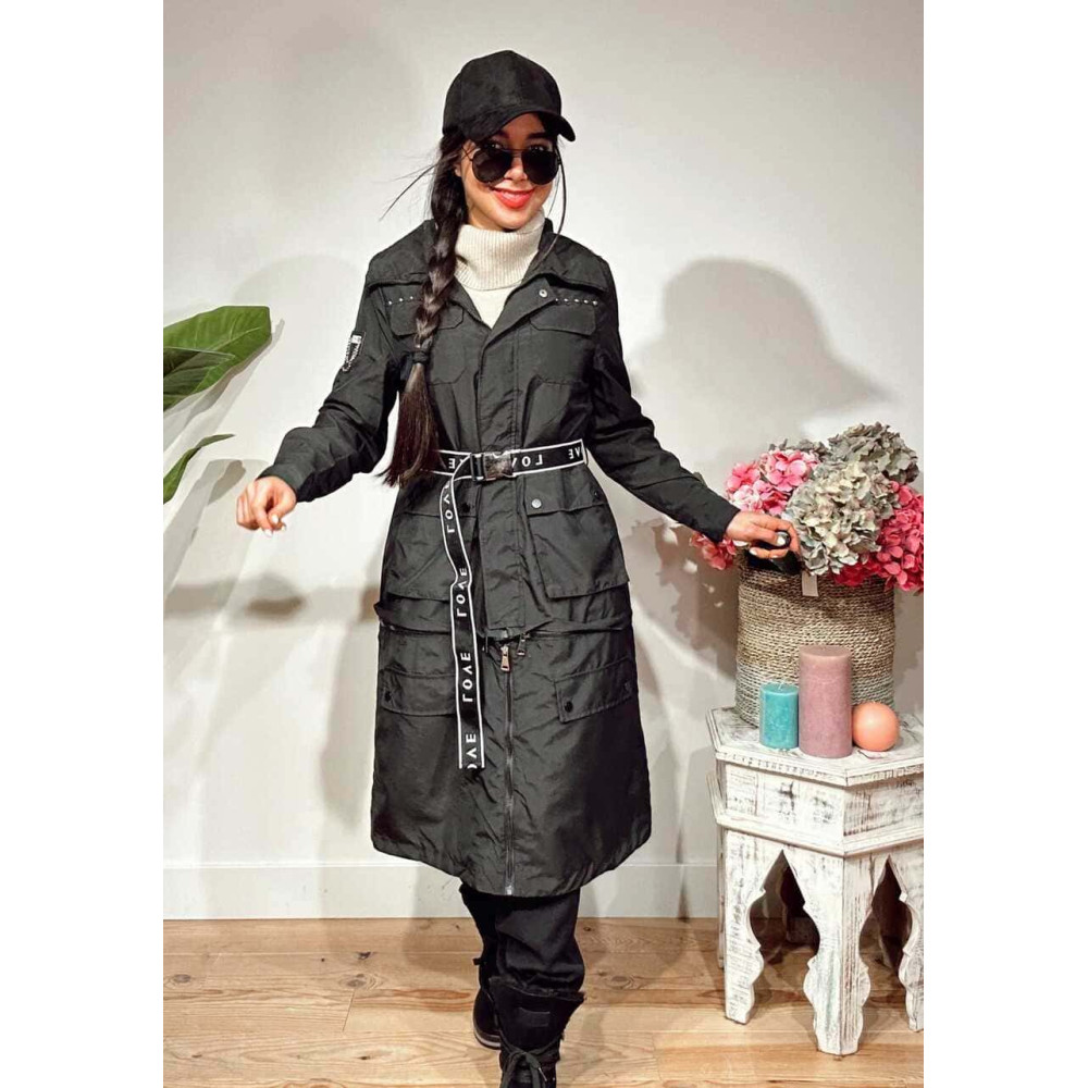 Trench Tachas Desmontable SINEWAY Negro HEVE