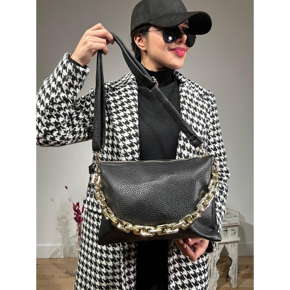 Bolso Abatanado Cadena CHESSAN Negro HEVE