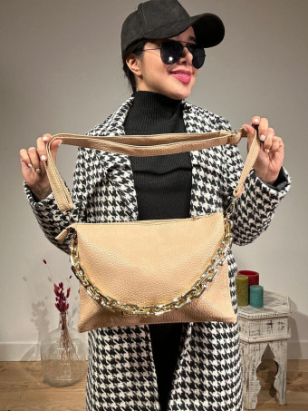 Bolso Abatanado Cadena CHESSAN Beige HEVE