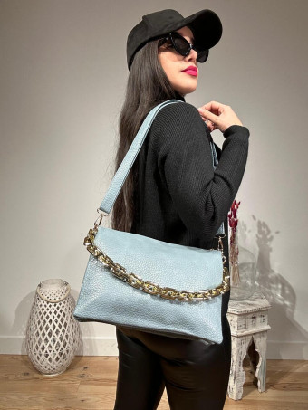 Bolso Abatanado Cadena CHESSAN Azul Acero HEVE