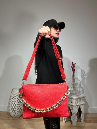 Bolso Abatanado Cadena CHESSAN Rojo HEVE