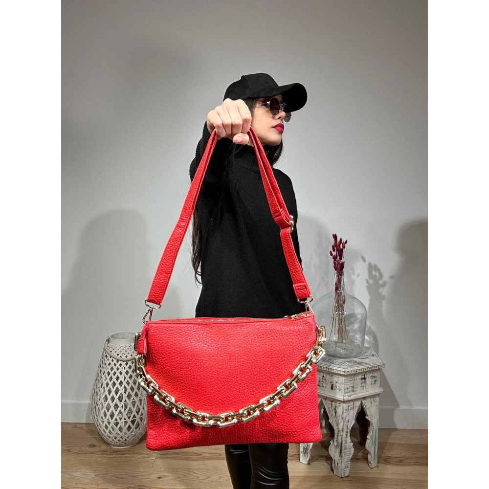 Bolso Abatanado Cadena CHESSAN Rojo HEVE