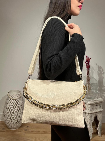 Bolso Abatanado Cadena CHESSAN Beige HEVE