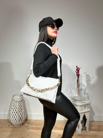 Bolso Abatanado Cadena CHESSAN Blanco HEVE