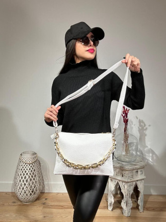 Bolso Abatanado Cadena CHESSAN Blanco HEVE