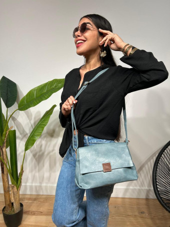 Bolso Básico Solapa SYABIL Azul Acero HEVE