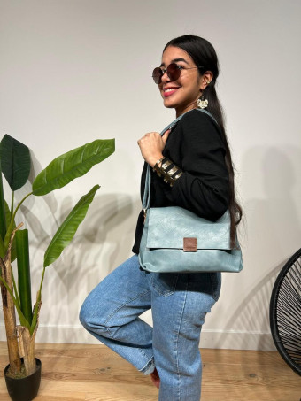 Bolso Básico Solapa SYABIL Azul Acero HEVE