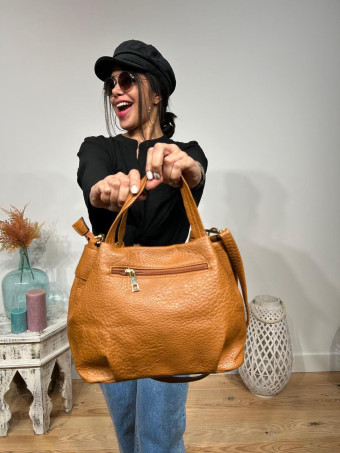 Bolso Abatanado Doble Asa LISMONNIE Camel HEVE