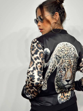 Chaqueta Bomber Leopardo WILDNESS Negro HEVE