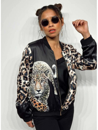 Chaqueta Bomber Leopardo WILDNESS Negro HEVE