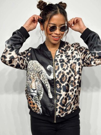 Chaqueta Bomber Leopardo WILDNESS Negro HEVE