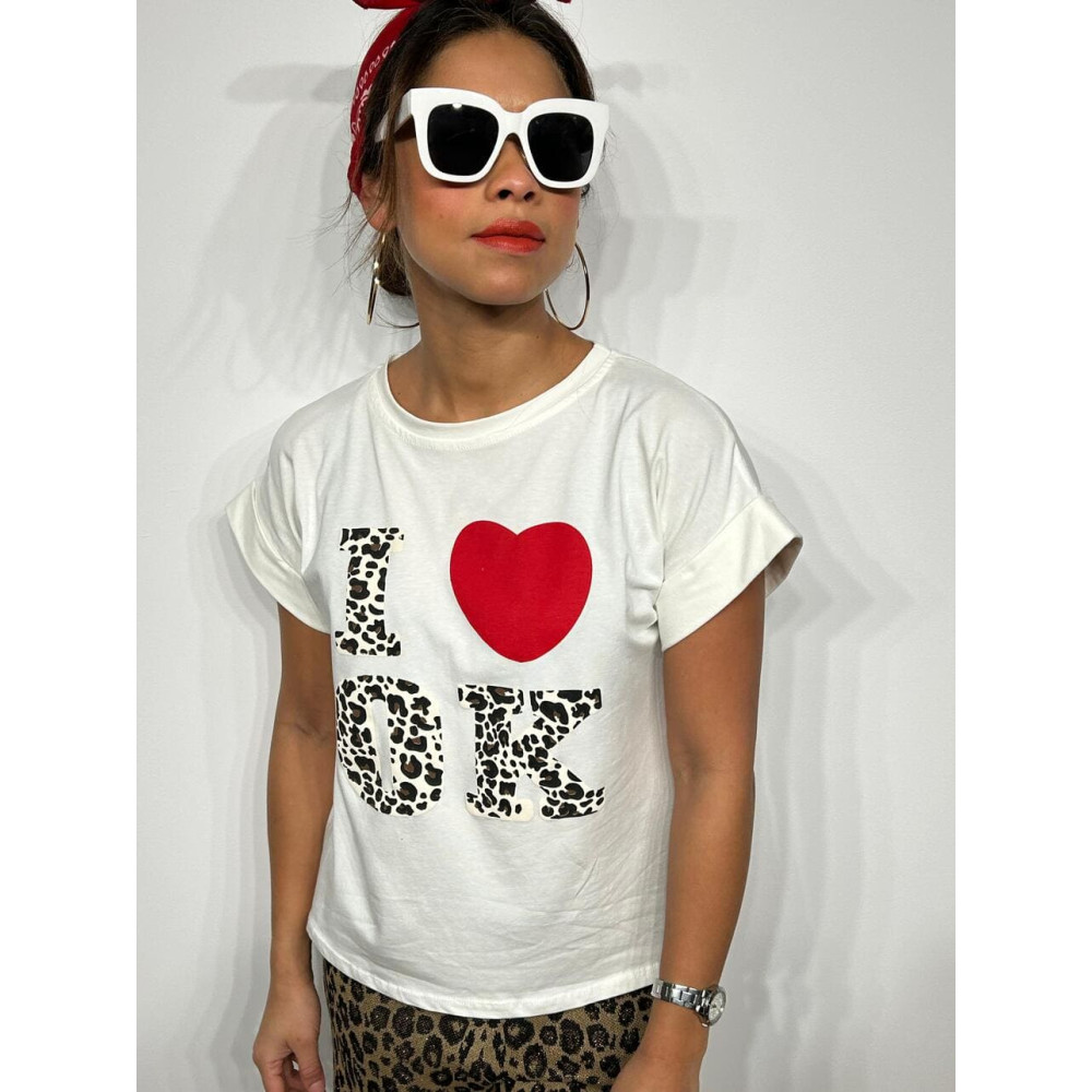 Camiseta Algodón I LOVE OK Blanco HEVE