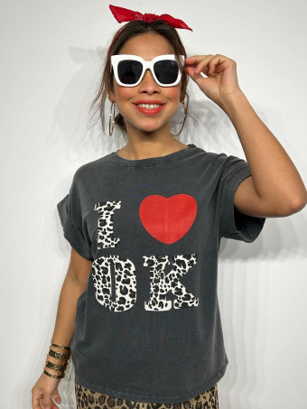 Camiseta Algodón I LOVE OK Gris HEVE