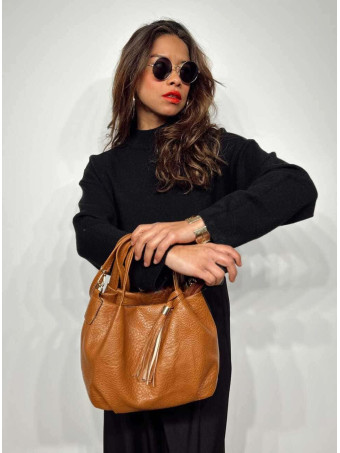 Bolso Abatanado Doble Asa LISMONNIE Camel HEVE