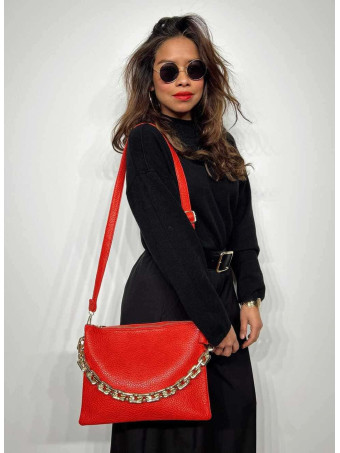 Bolso Abatanado Cadena CHESSAN Rojo HEVE