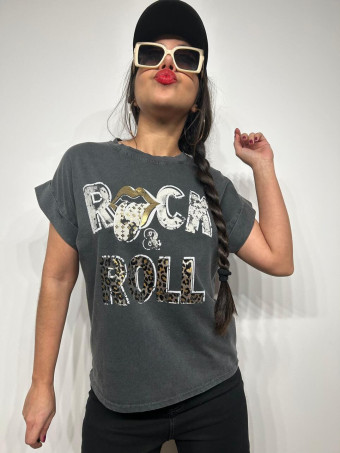 Camiseta Algodón WILD ROCK AND ROLL Gris HEVE