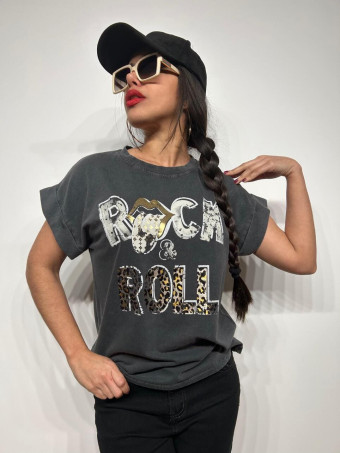 Camiseta Algodón WILD ROCK AND ROLL Gris HEVE