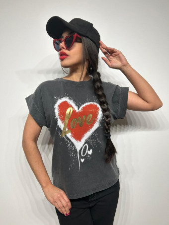 Camiseta Algodón CUORE Gris HEVE