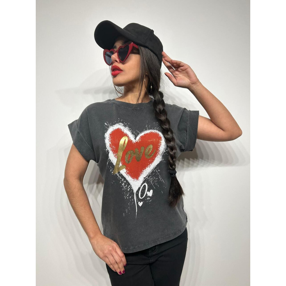 Camiseta Algodón CUORE Gris HEVE