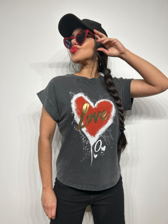 Camiseta Algodón CUORE Gris HEVE