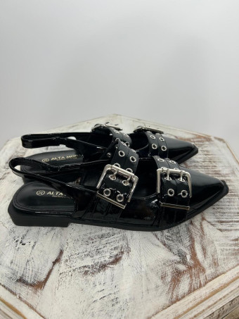 Zapato Plano Eyelets CHILDROW Negro HEVE