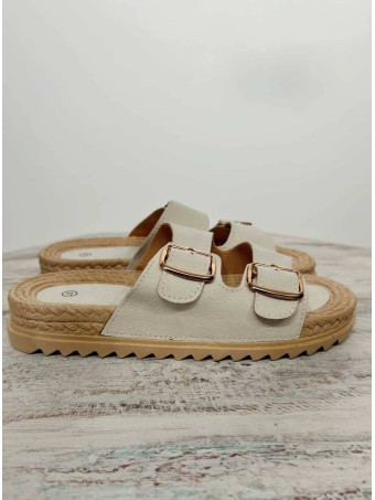 Sandalia Pala Hebillas BELIZKA Beige HEVE