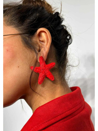 Pendientes Rafia Estrella de Mar Rojo HEVE