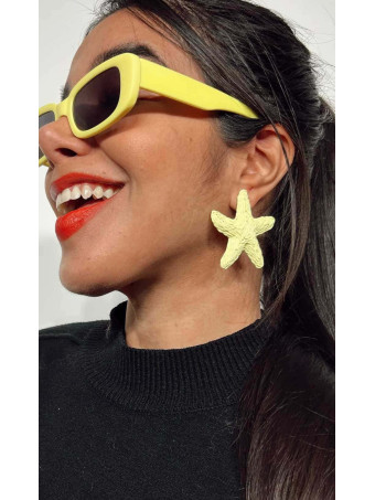 Pendientes Rafia Estrella de Mar Amarillo HEVE