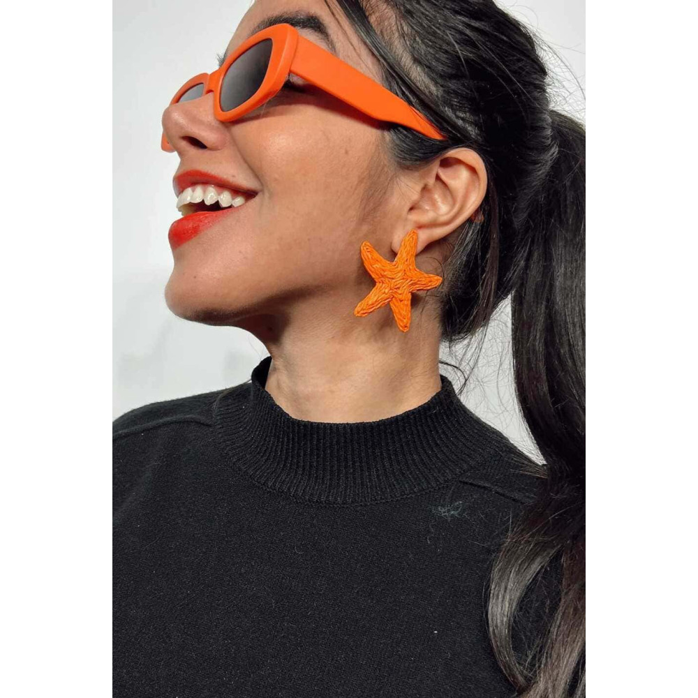 Pendientes Rafia Estrella de Mar Naranja HEVE