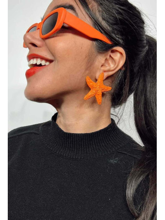 Pendientes Rafia Estrella de Mar Naranja HEVE