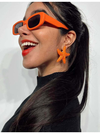 Pendientes Rafia Estrella de Mar Naranja HEVE